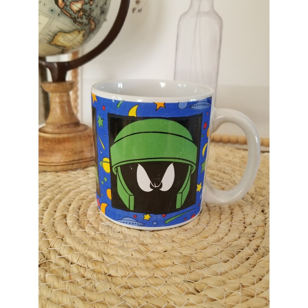 Vintage 1993 Marvin the Martian Looney Tunes Space Coffee Mug Warner Bros Blue
